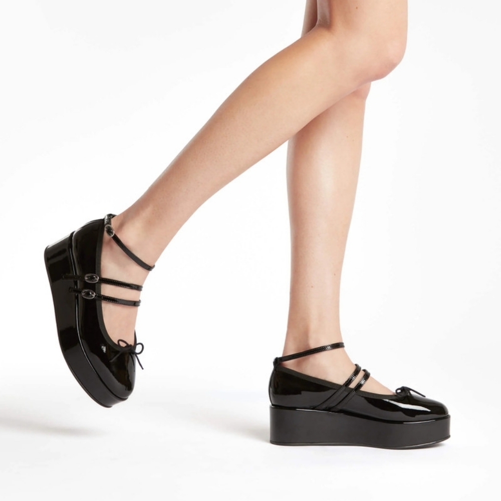 Repetto Black Patent Leather Platform Mary Janes